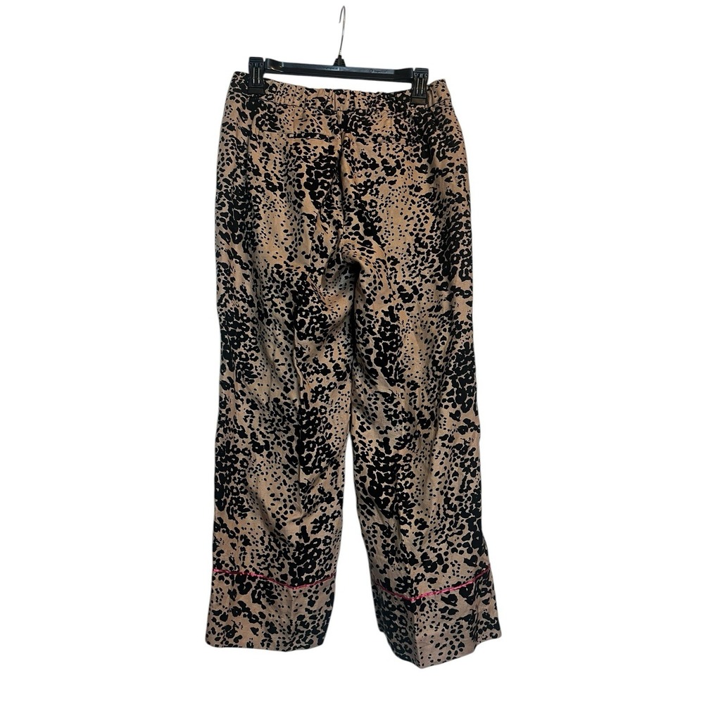 J. Crew Peyton Cropped Linen Pants 4 Leopard Print High Rise Wide Leg AJ322 - Picture 2 of 7